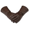 Leather Gauntlet Gloves Long Arm Cuff (Medium, Brown)
