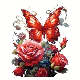 Butterfly Roses Flower Toilet Cover Sticker Decals,Spring Flower Leaf Butterfly Waterproof Toilet Lid Tank Seat Decals Cistern Self-Adhesive Bathroom Wall Sticker