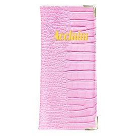 Acclaim Rigid Lawn Bowls Bowling Scorecard Holder Lightly Padded Synthetic Texture Effect 23 cm x 10 cm with Spring Clip & Pen Loop (Pastel Pink)