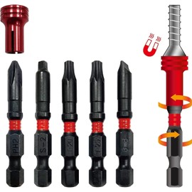BIG RED BHT-5MTIB01R-4 Torin Hex Shank Screwdriver Bits, Magnetic Torsion Impact Bit Set, 5-Piece