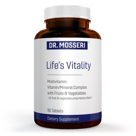 DR. MOSSERI Life's Vitality Vegan Multivitamin for Men & Women – Non-GMO Formula with 42 Fruits and Vegetables, Daily Multivitamin and Mineral Complex with Vitamin D for Immune Support, 90 Tablets