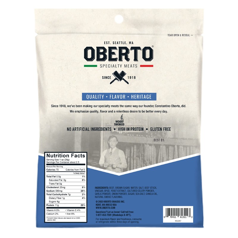 Oberto Specialty Meats Peppered Beef Jerky, 2.7 Ounce (Pack of