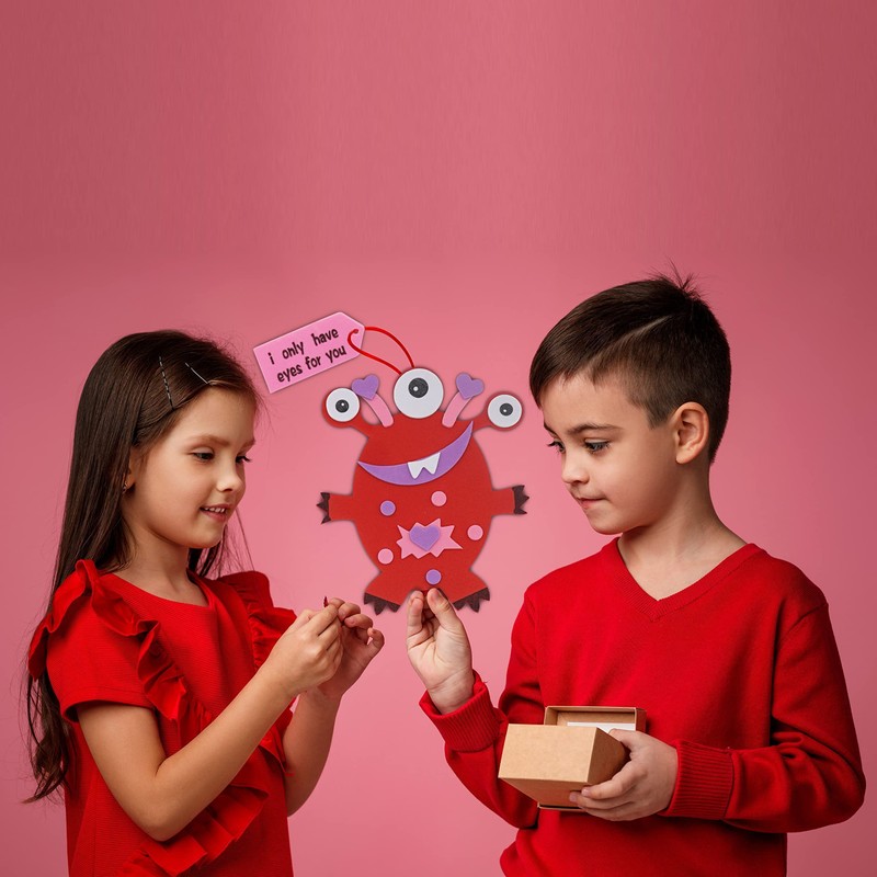 4E's Novelty Valentines Monster Craft Ornament (12 Pack) Foam Valentines