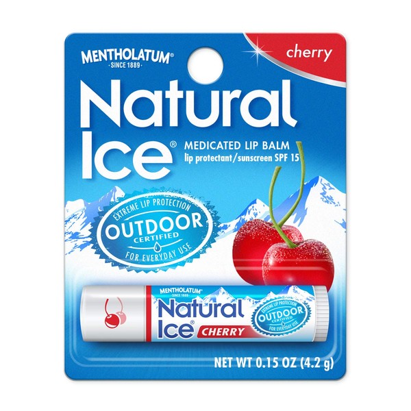 Natural Ice Cherry - SPF 15 lip balm, Cherry Flavor, 0.15 Ounce (Pack of 12)