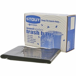 Stout P3752K20 Insect-Repellent Trash Garbage Bags 55gal 2mil 37 x 52 Blk 65/Box
