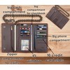 F&L CLASSIC RFID Blocking Mens Tri-fold Long Style Cowhide Leather
