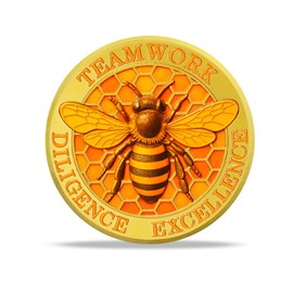 RYUKENLM 5pcs Employee Appreciation Coin Set- Teamwork Recognition Challenge Coins Honeybee on Honeycomb Awards for Team Building Thank You Gift for Employee Staff Coworker Students