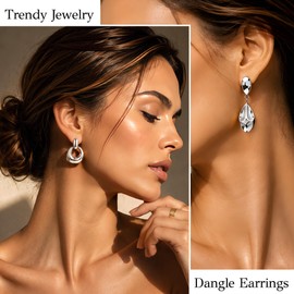 Chunky Gold Earrings for Women 9 Pairs 14K Gold Plated Knot Earrings Trendy Statement Drop Dangle Stud Earring Set Teardrop Lightweight Hypoallergenic Fashion Accessories Jewelry Set Gifts for Women (Knot Chunky Earrings Set Silver 1)