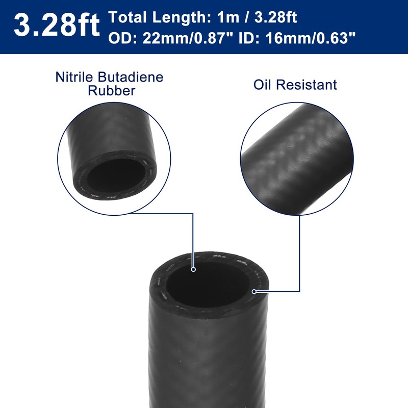 X AUTOHAUX Car 3.28ft Fuel Line 0.63" ID 0.87" OD