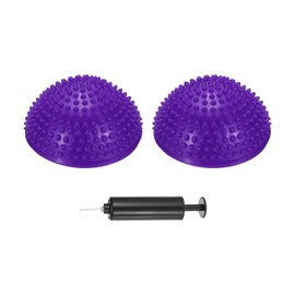PATIKIL 2 Pcs Half Spiky Domes Balance Pods 6.7x3.1 Inch, Balance Trainer Dots with Hand Pump for Core Body Balancing Stability Training Foot Massage, Purple