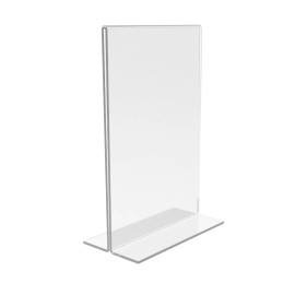 FixtureDisplays 1PK 4 x 6" Clear Acrylic Sign Holder for Tabletops, Vertical Table Tent Frame