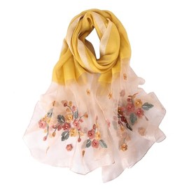 Sawekin Women's Scarf Stole Neckerchief Summer Scarves Colour Gradient Stole for Evening Dress Festive Wedding Bridal Silk Scarf/Cotton Scarf All Year Round, U-yellow