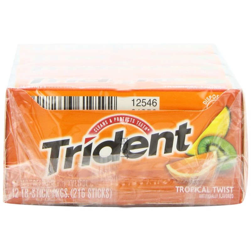 Trident Sugar Free Gum (Tropical Twist, 18-Piece, 12-Pack)