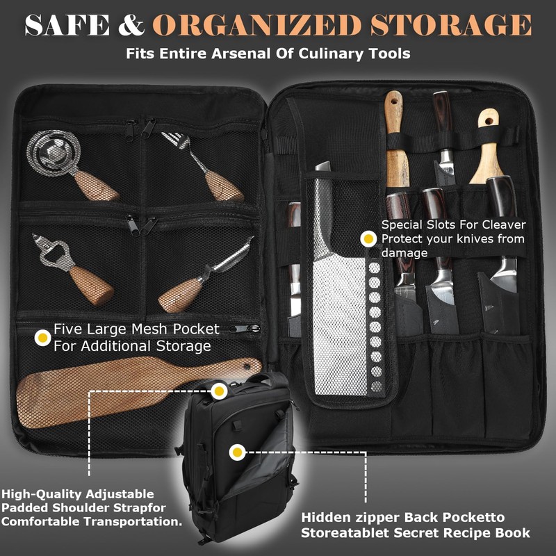 XINTREY Tactical Chef Knife Backpack Professional Knife Carrying Bag Travel
