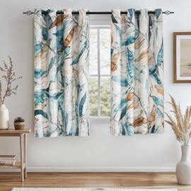 SUBRTEX Blackout Curtains 52Wx63L, Room Darkening Floral Curtains, Thermal Insulated 2 Panels Window Drapes, Boho Farmhouse Curtains for Living Room Bedroom Window Treatments, Blue