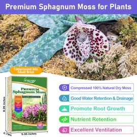 Legigo 5.3oz Natural Sphagnum Moss for Plants, 6QT Long Fiber Orchid Moss Potting Mix, Dried Sphagnum Moss for Plants Indoor, Orchid Repotting, Succulent, Carnivorous Plants, Terrarium and Reptiles