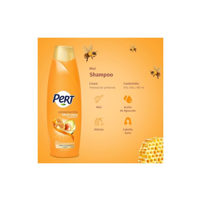 PERT, Shampoo Miel y Aguacate Ayuda a que tu cabello