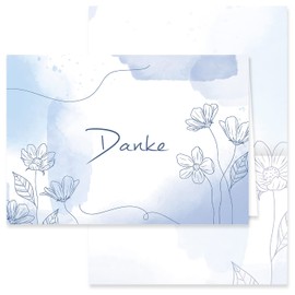 10 Thank You Cards with Envelope Thank You Cards Folding Cards Thank You Wedding Celebration Anniversary Feude Sympathy Cards Thank You Card Condolence Business Stylish Blue Watercolour