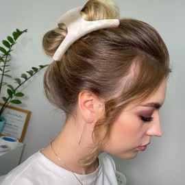 FAELBATY Big Hair Claw Clips Banana Claw Clip 4.5" Claw Clip for Thin and Medium Volume Hair Tortoise Barrettes Celluloid French Butterfly Jaw Clips Hair Accessories for Women Girls (White)