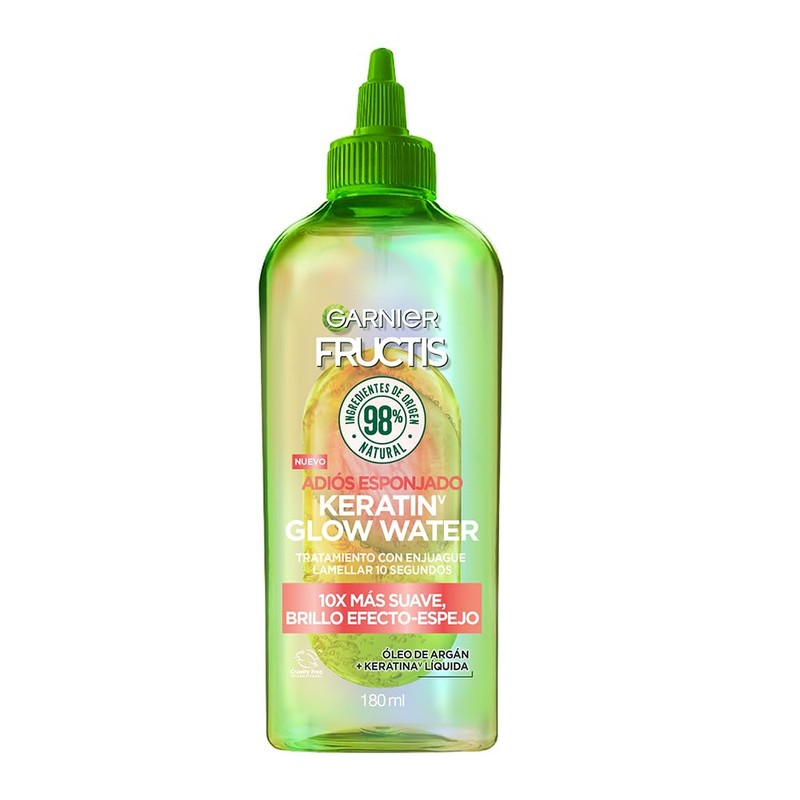 Garnier Fructis Adiós Esponjado Tratamiento Keratin Glow Water Antifrizz, 180ml