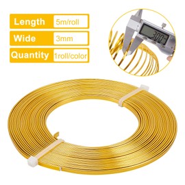 BENECREAT 20 m 4 Colours Aluminium Flat Wire 3 mm Wide Silver Gold Bendable Craft Wire for Bezel, Jewellery Earring Ring Making (5 m/Colour)