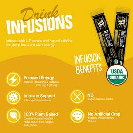 Rebellious Marvelous Mango Organic Drink Mix – Zero Calorie Energy Drink Mix | Monk Fruit & Green Tea Extract | L-Theanine + Natural Caffeine | 100% Plant-Based | Pack of 10 | Keto,Gluten-Free