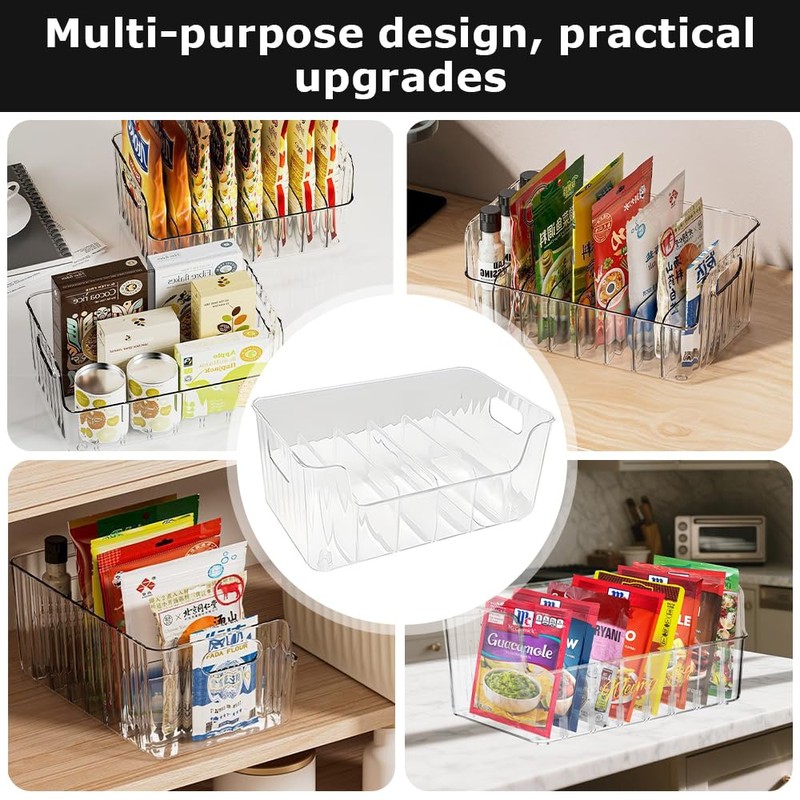 Seasoning Bag Storage Box with 7 Removable Dividers,Countertop Spice Shelf/Seasoning