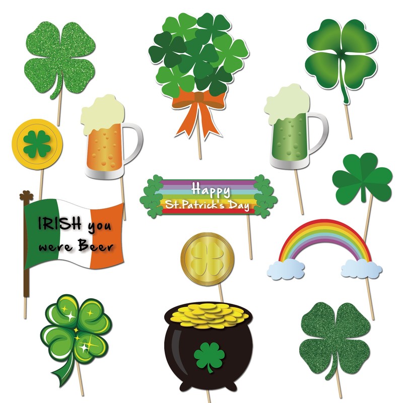 HOWAF St Patrick's Day Photo Booth Props Glasses Masks Hat