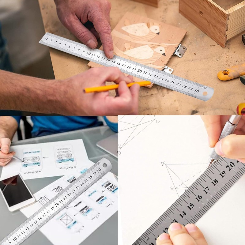4pcs Ruler Set Scale Ruler Steel Ruler 15/20/30/10cm Rulers Measuring