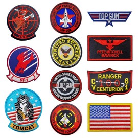 ZYEKIU Pack of 11 Iron-On Patches Embroidered USA Flag Patches Embroidered Air Force Navy Marine Army Jacket Tactical Military Logo Decorative Applique for Clothing Jacket Jeans Cap