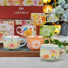 母の日プレゼント 化粧箱付きマグカップ 高級 手描き 手作りレーリフ 手書き 絵付けカップ 丸型 520ml (039)