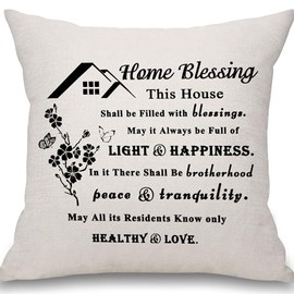 Mcaeou Home Blessing Cushion Cover Throw Pillow Cover for Friends Family Colleagues Neighbours Housewarming Gifts for Home Decoration (home blessing)