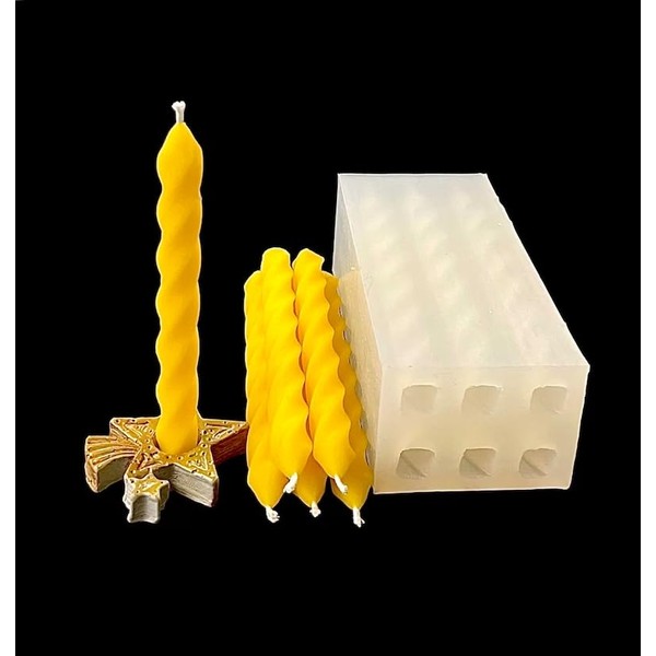 Silicone twisted chime candle mold mini taper spell 6 cavities
