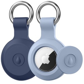 360° Protective Case for AirTag,AirTags Keyring Holder, Scratch-Resistant, Lock Design, Keychain for AirTag, TPU Full Cover Case for Key, Bag, Luggage, Pet Collar (Midnight Blue/Denim Blue)