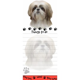 "Shih Tzu Magnetic List Pads" Uniquely Shaped Sticky Notepad Measures 8.5 by 3.5 Inches