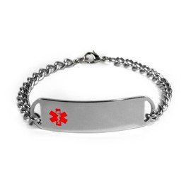 Limb Alert Medical ID Alert Bracelet with Embossed Emblem from Stainless Steel. D-Style, Premium Series.
