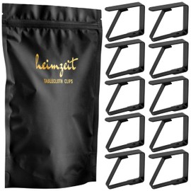 heimzeit Tablecloth Clips Made of High-Quality Stainless Steel [Pack of 10, 4 cm] Colour: Black, Tablecloth Holder for Outdoor and Indoor Use, Table Cloth Clips for Tables with Max. Plate Thickness of