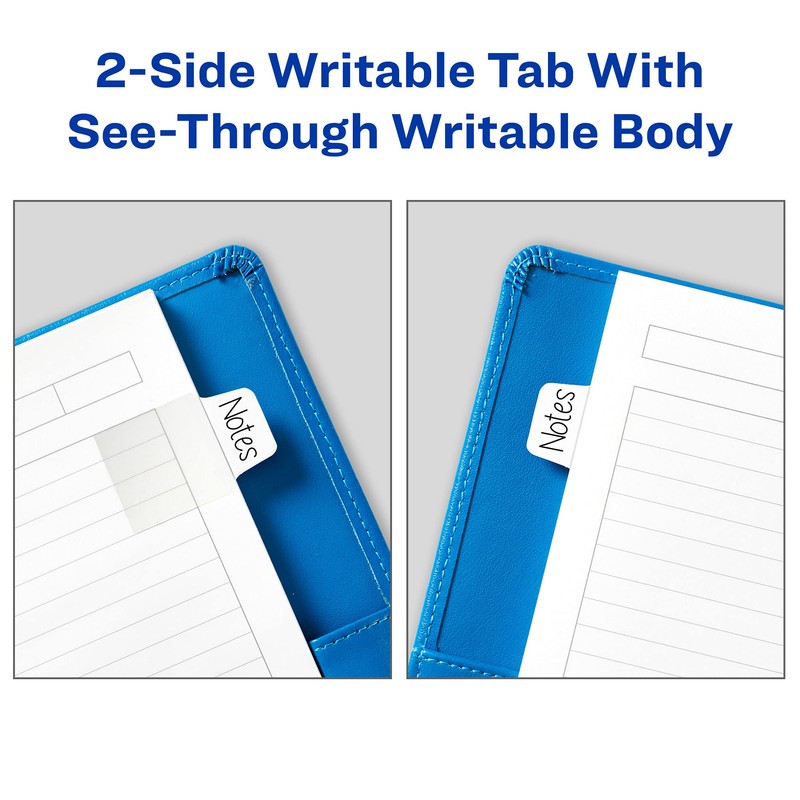 Avery Mini Ultra Tabs, 1" x 1.5", 2-Side Writable, White,