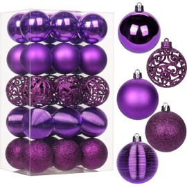 Villa Como Christmas Tree Ornament Ball Ornament Purple Assorted Decor Room Coffee House Store Decoration