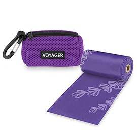 Best Pet Supplies Soporte para Bolsa de Caca de Perro, Color Reutilizable, Bolsa dispensadora de Malla para Viajes, Caminar, Parque y Uso al Aire Libre, Suave y Duradero con Clip – Morado