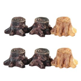 6 Pieces Artificial Tree Stump Mini Garden Figurines Stumps Ornaments Mini Root Stump Fairy Garden Miniatures Gnomes Moss Terrariums Resin Crafts Figurines for Home Decoration, Resin Figurines Decor