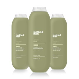 Method Men 2-in-1 Shampoo + Condtioner, Juniper + Sage, 14 Ounces (Pack of 3)