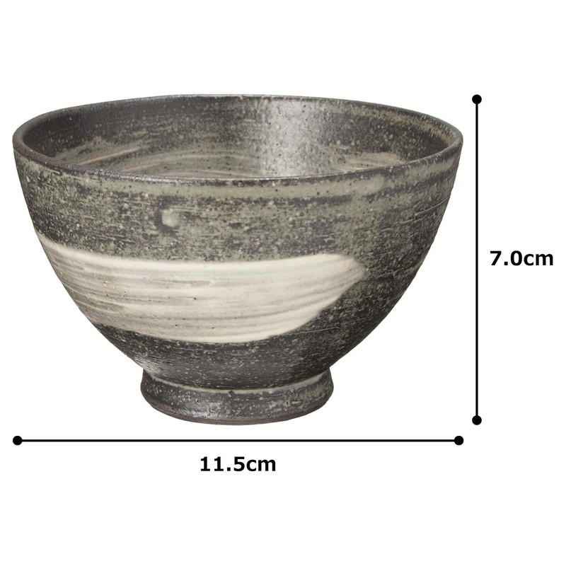 Marui Pottery MR-3-3493 Shigaraki Pottery Hechimon Rice Bowl, Pottery, Kuroiso