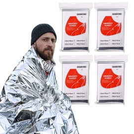 jiasail Emergency Space Blanket 4 Pack 82" x 51" Survival Kit Essentials Camping & Hiking Gear