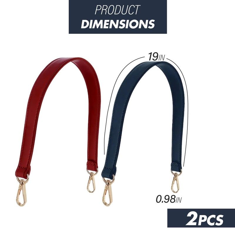 2 Pack Leather Replacement Straps, 19" x 1" Purse Shoulder