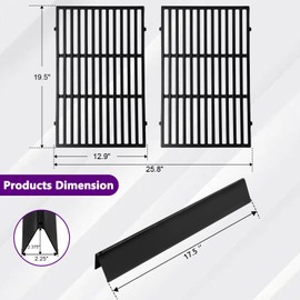 Hiorucet Grill Replacement Parts for Weber Genesis 300 Series E-310 E-320 E-330 S-310 S-320 S-330 EP-310 EP-320 EP-330 with Front Control Knob, 7524 19.5" Grill Grates, 7620 7621 17.5" Flavorizer Bars