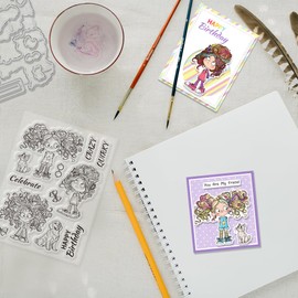 GLOBLELAND Quirky Comic Figure Clear Stamps and Magic Hair Cartoon People Cutting Dies Set for DIY Scrapbooking and Cards Making Decorative Photo Album Notebook Decoration