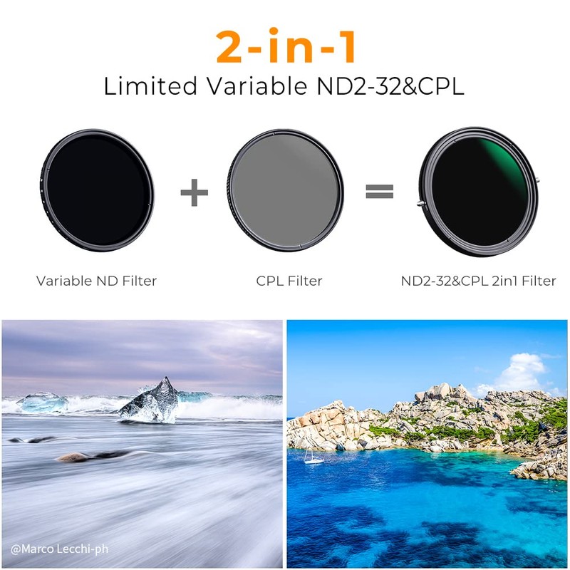 K&F Concept Nano-X ND Filter 82 mm CPL&ND2-ND32 2-in-1 Multifunctional