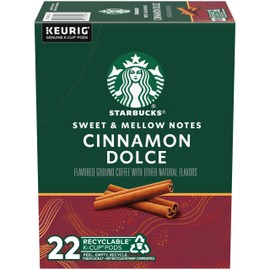Starbucks K-Cup Coffee Pods, Cinnamon Dolce Naturally Flavored Coffee For Keurig Coffee Makers, 100% Arabica, 1 Box (22 Pods)