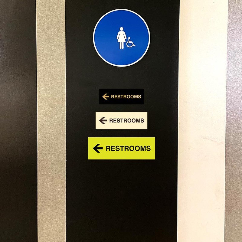Signs ByLITA Basic Restrooms Left Arrow Directional Sign (Navy Blue/White)
